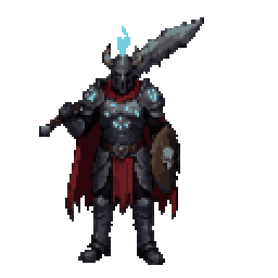 Pixel art knight idle animation exported as an equal-width strip