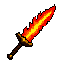 a flame blade with a golden hilt
