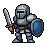 a knight with a sword and shield